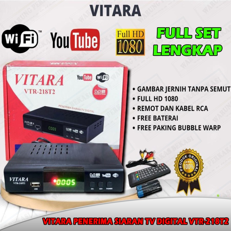 VITARA SET TOP BOX STB TV PENERIMA SIARAN TV DIGITAL +Kabel HDMI +Dongle