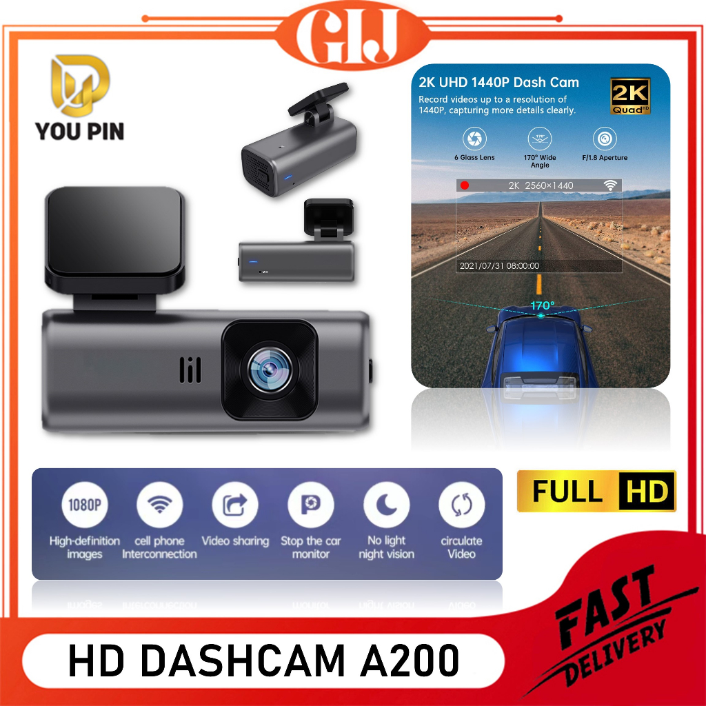 YOU PIN Dashcam Mobil 1080P Hidden WiFi Recorder Dashcam Kamera Mobil A200