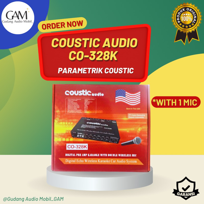 PARAMETRIK PREAMP WIRELESS KARAOKE MOBIL COUSTIC AUDIO CO-328K + 1 MIC