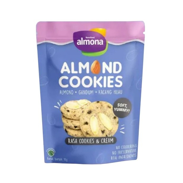 

ALMONA COOKIES ALMOND COKLAT 100gr DAN COOKIES & CREAM 90gr
