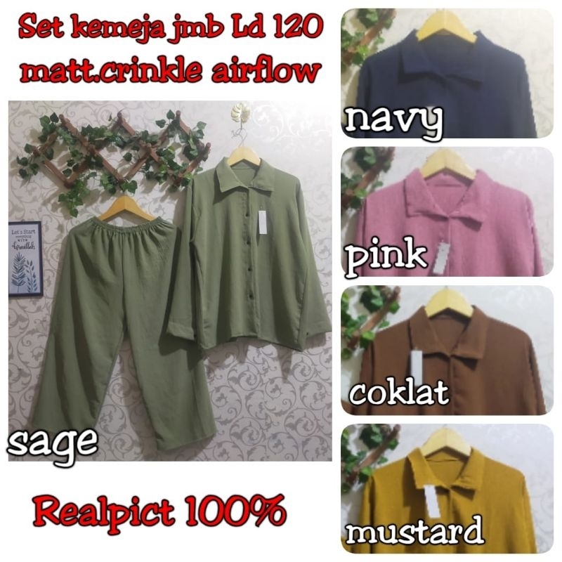 LD120 SETCEL CRINKLE JUMBO/SETELAN KEMEJA CRINKLE JUMBO/SETCEL KEMEJA POLOS/SETCEL JUMBO PREMIUM
