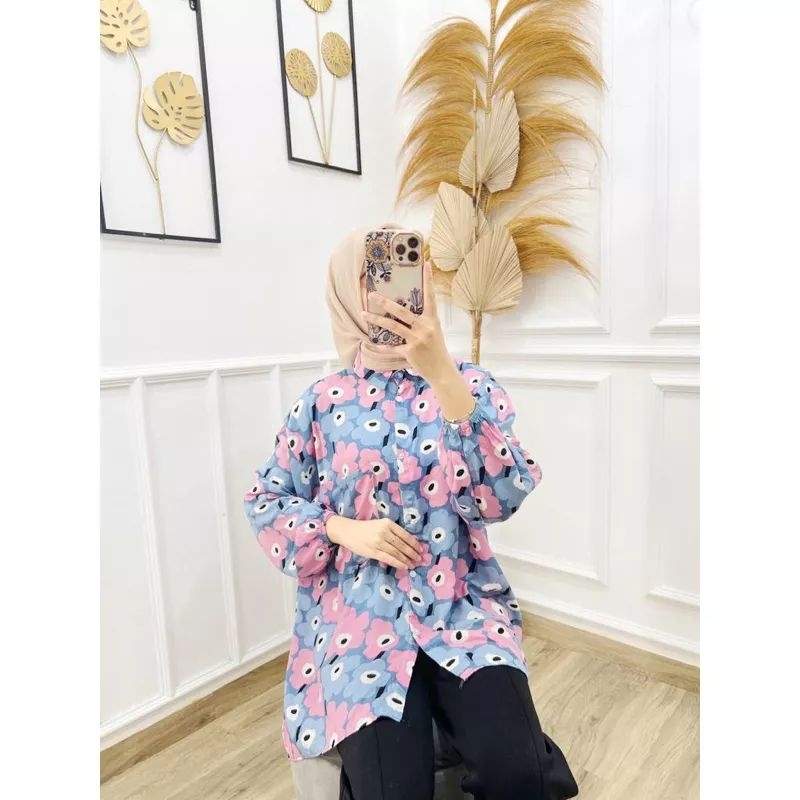 Blouse Motif Oversize - Blouse Oversize Wanita - Blouse Rayon Oversize - Blouse Rayon Motif