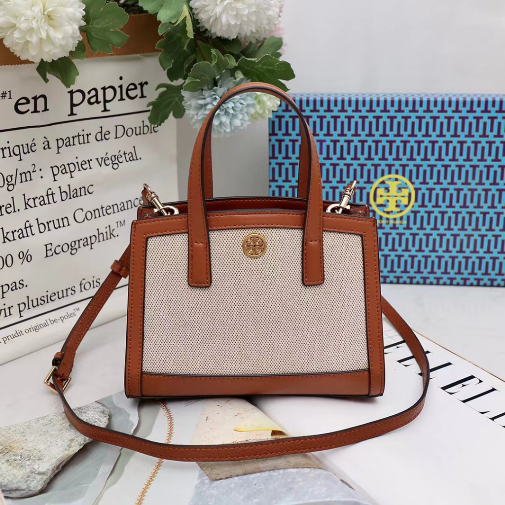 Baru Tory burch walker micro satchel handbag kulit kanvas wanita tas bahu mulia elegan fashion messe