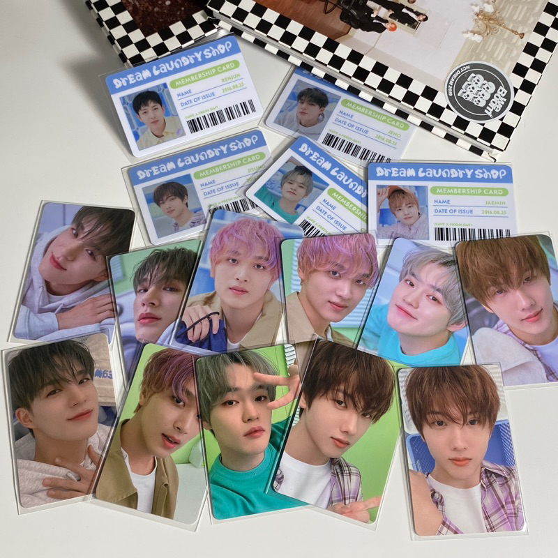 NCT DREAM LAUNDRY SHOP SELCA CONCEPT KONSEP ID CARD PHOTOCARD PC MARK RENJUN JENO HAECHAN JAEMIN CHE