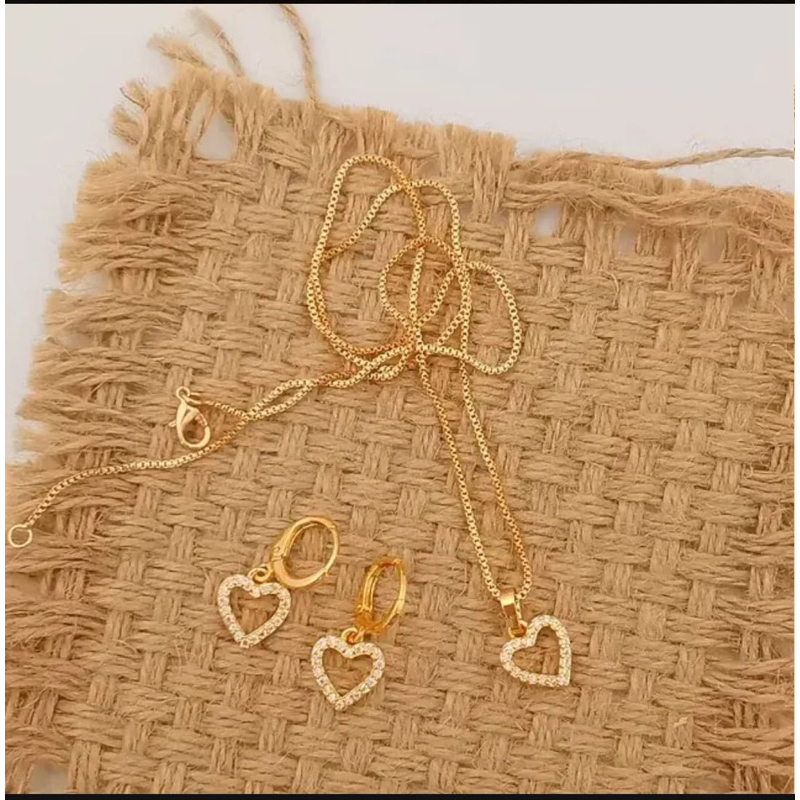 KALUNG ITALY LIONTIN LOVE FREE ANTING PERMATA TITANIUM CANTIK KOREAN