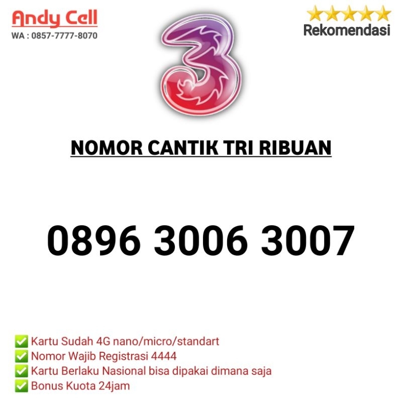 nomor cantik tri ribuan/nomer cantik three ribuan/nomor cantik 3 seri ribuan