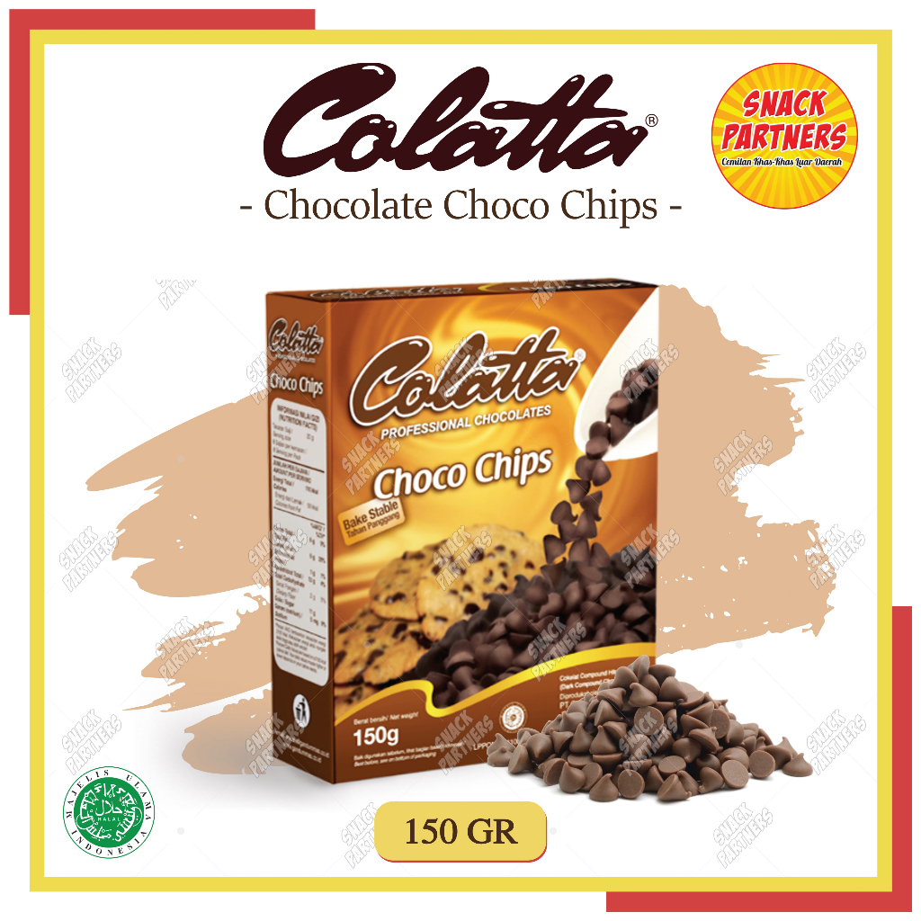 

COLATTA Choco Chips 150 GR - Topping Taburan Tabur Cake Biskuit / Biscuit Chocolate Coklat Cokelat, Donat Donut - Toping Roti Kue - Collata Kerucut Chocochips Chocochip Chip Mini 150GR