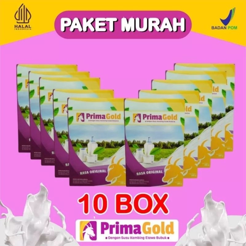 

10 Box Prima Gold Susu Kambing Etawa Bubuk Original Murah Terlaris Atasi Sesak Nafas