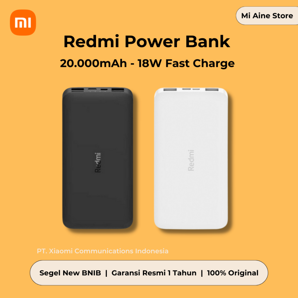 Power Bank Redmi 20000 mAh 18W Fast Charging QC 3.0 Powerbank Xiaomi 2000mAh Original