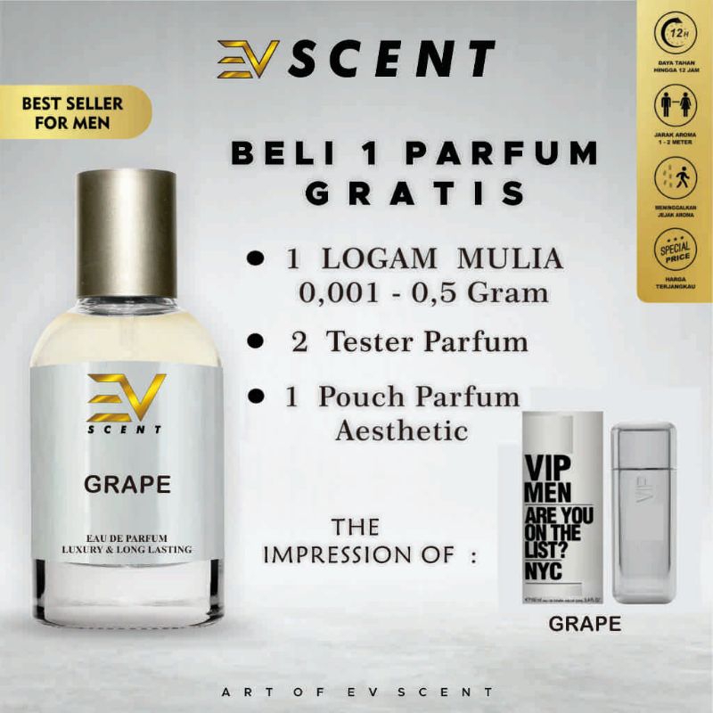 EV SCENT - Parfum Pria Wanita Aroma Tahan Lama Inspired By GRAPE - Identik Original | Eau De Parfum