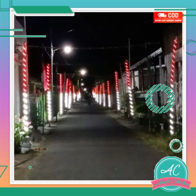 Lampu LED Strip Merah Putih 4 Meter Waterproof Lampu Hias Agustusan Selang Pohon Tiang Gapura