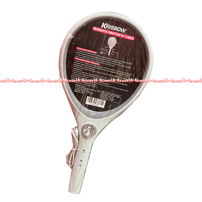 Krisbow Mosquito Swatter  Rechargeable White Raket Nyamuk Pakai Kabel Listrik Warna Putih