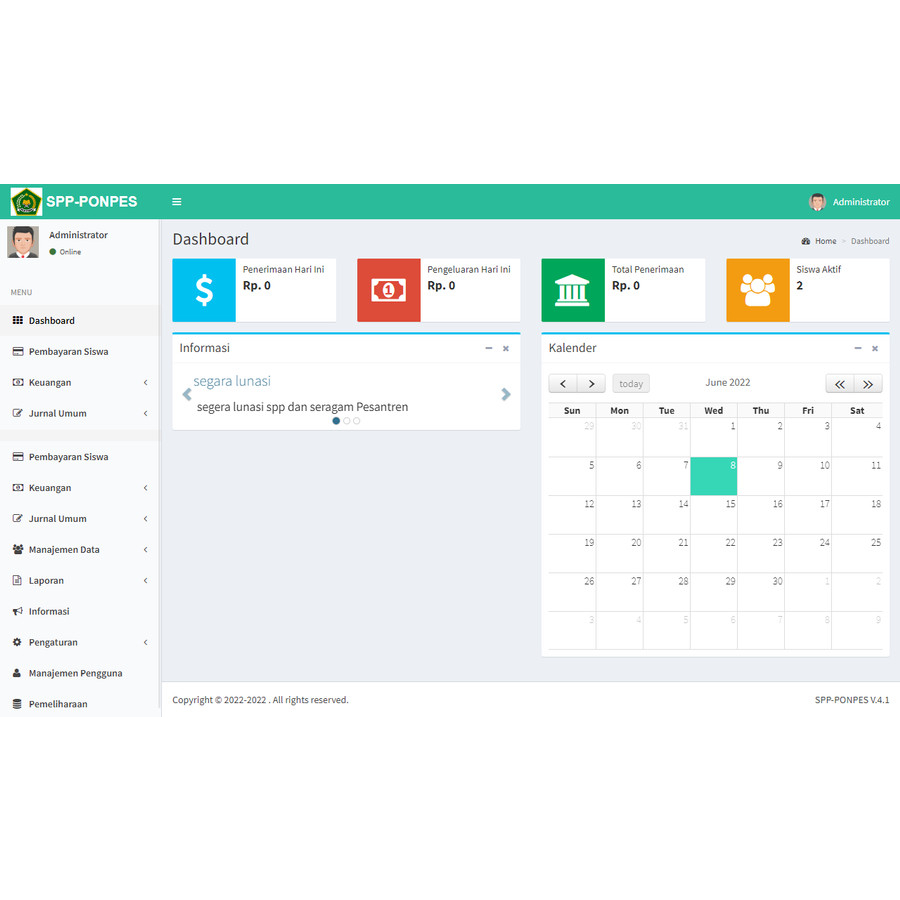 Aplikasi Pembayaran SPP Berbasis Web Dengan Framework Codeigniter