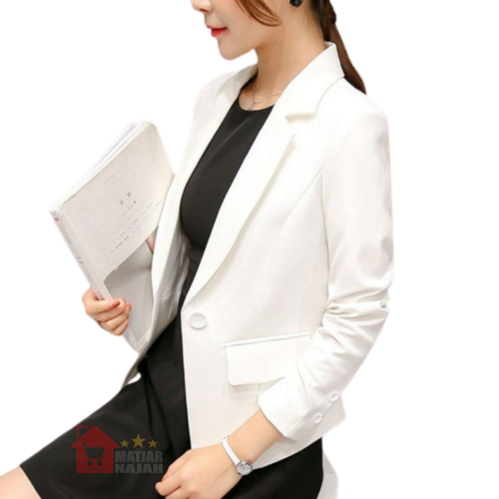 Blazer Wanita Putih - Jas Wanita - Jas Formal Wanita - Jas Kantor - Blazer Outer Wanita - Blazer Cew