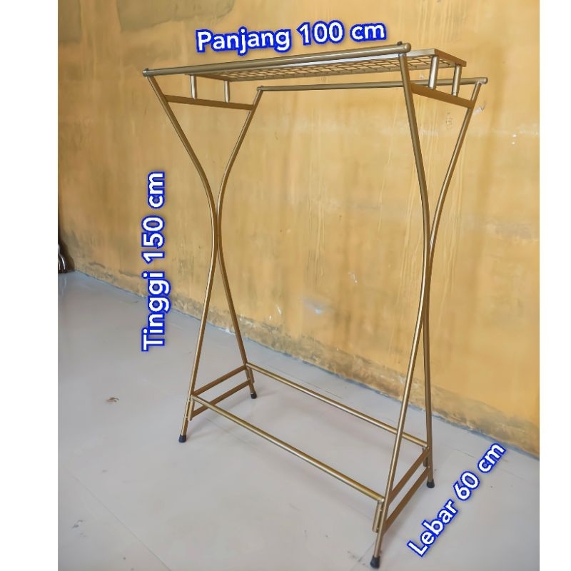 Gantungan baju gold / gantungan baju 2 sisi gold / gawang baju mewah / gawang baju gold / display ba
