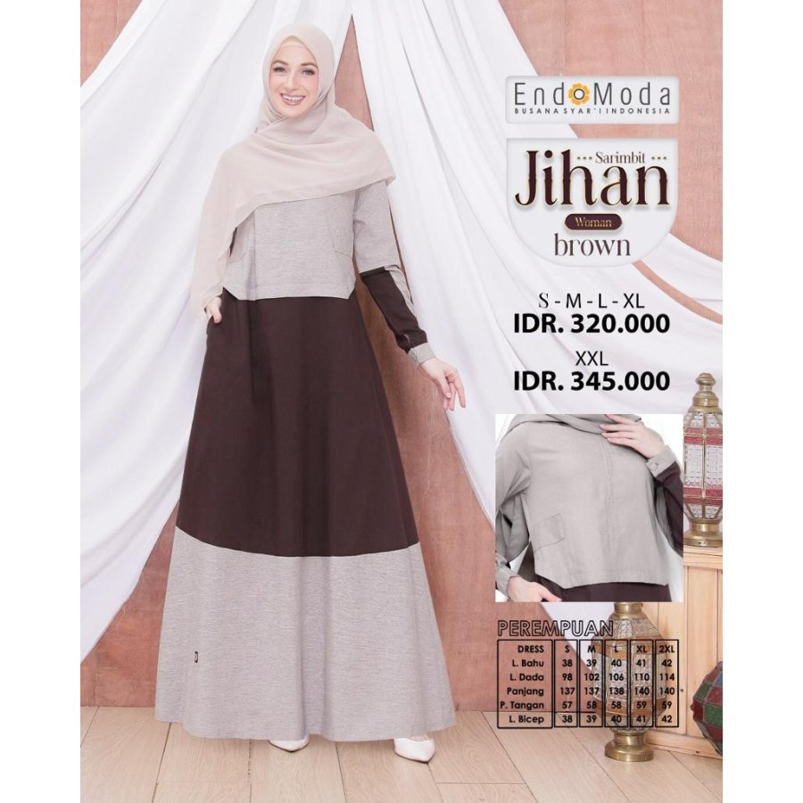 ENDOMODA SARIMBIT JIHAN BROWN BAHAN Interlist BAJU COUPLE KELUARGA 2023 TERBARU DAN TERLARIS