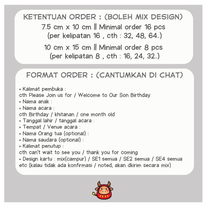 Birthday Invitation Kartu Undangan Ulang tahun aqiqah khitanan one month old syukuran