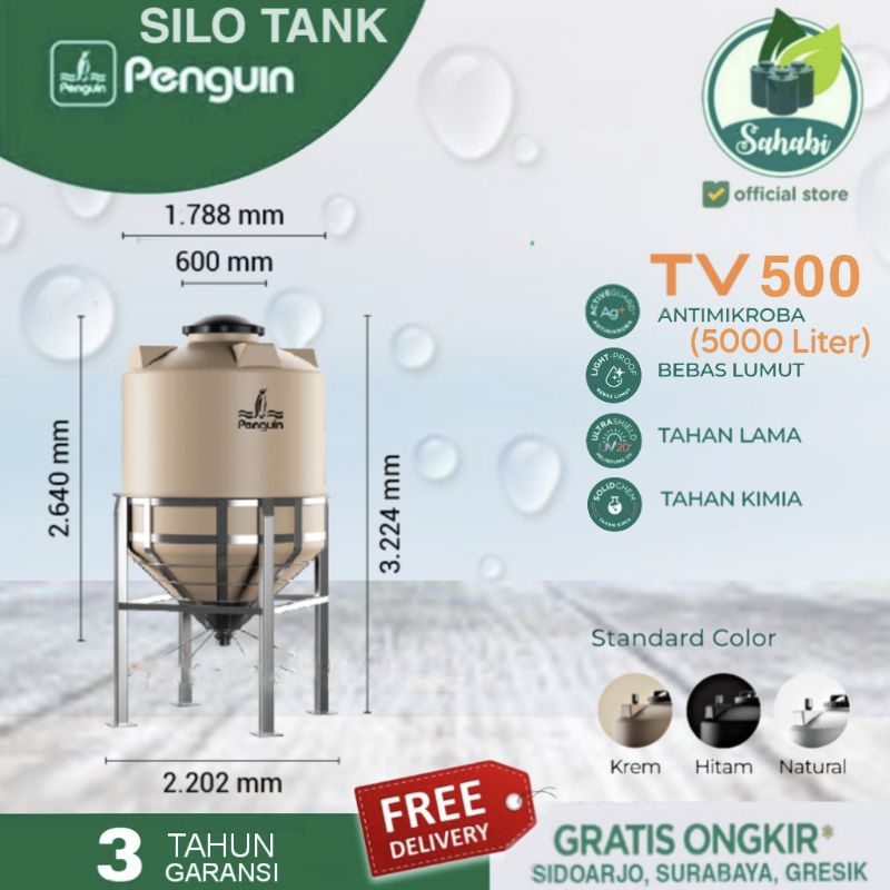 Tandon Air / Toren Air / Tangki Air PENGUIN Silo Tank 5000 Liter