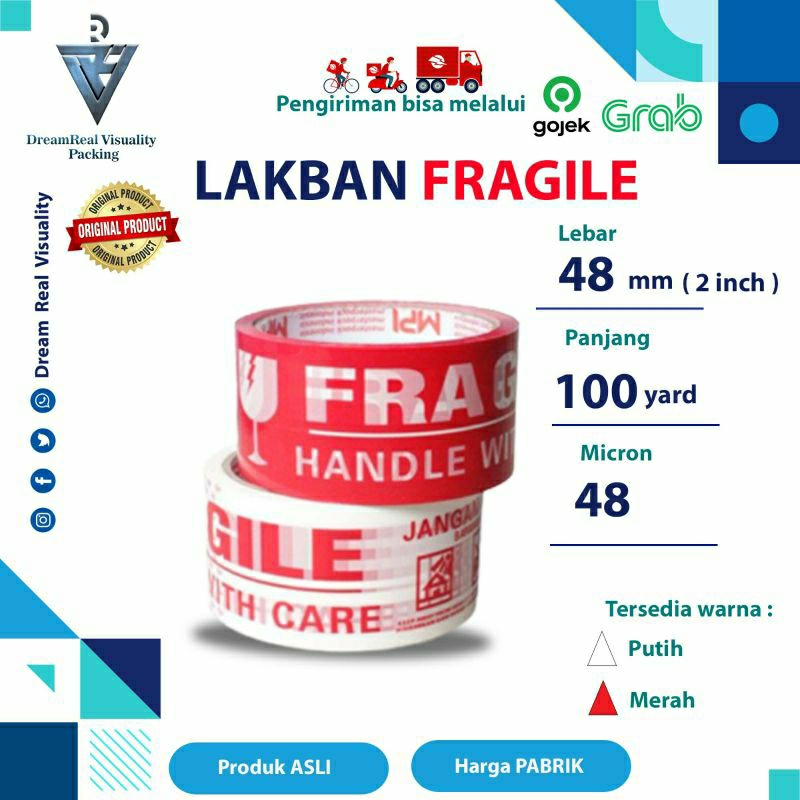 

Lakban Fragile Aurapack (Jangan Banting) Ukuran 48MM X 50M