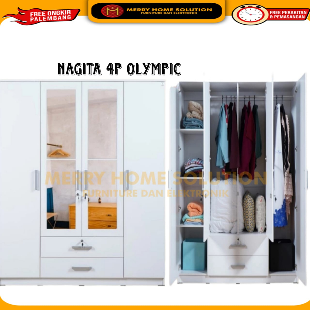 olympic lemari pakaian 4 pintu jumbo lemari gamis LP NAGITA