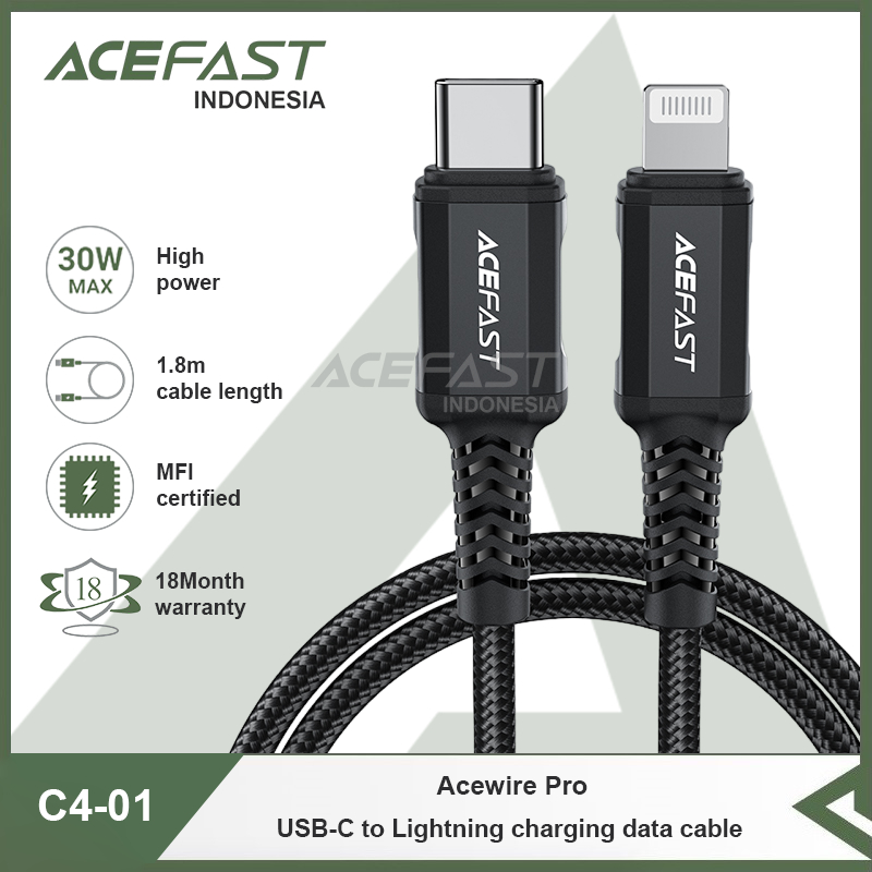 Acefast Indonesia - Kabel Charger MFI ACEFAST Acewire Pro C4-01 USB-C To Lightning Cable