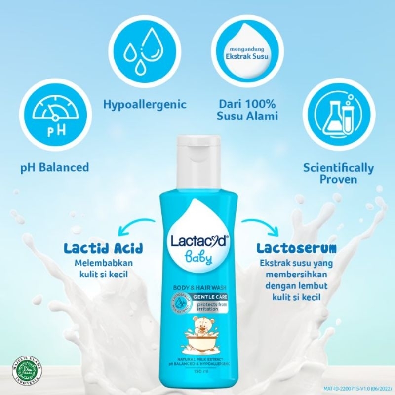 Lactacyd Baby Body &amp; Hair Wash Gentle Care dan Extra Milky | Sabun Bayi dan Anak Melindungi dari Iritasi dan Bakteri