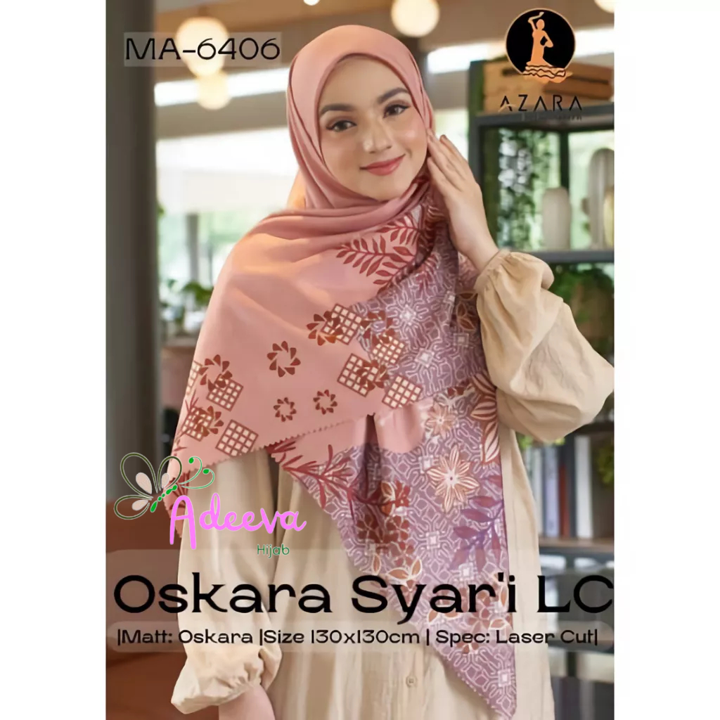 Hijab Segi Empat Azara Motif Syari / Jumbo ( 130X130 cm ) Voal Oskara LC Jilbab Kerudung
