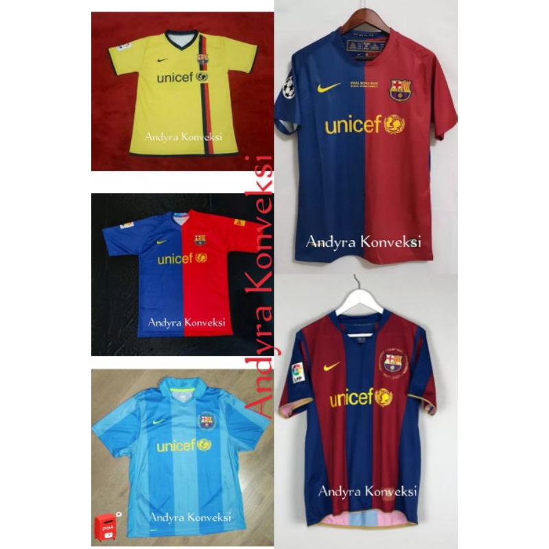 Retro Jersey BARCELONA 2007-2008 dan 2008-2009 Final UCL - FULL PRINTING- Free Nama Belakang