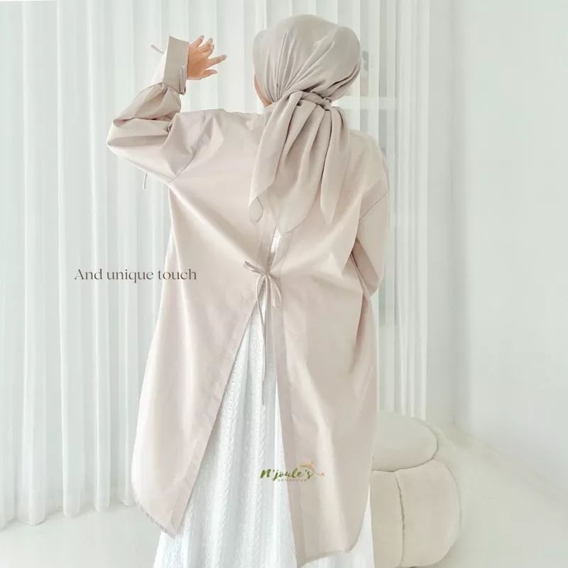 Sahira Long Shirt Kemeja Tunik Outer Tali Belakang kancing depan full terbaru