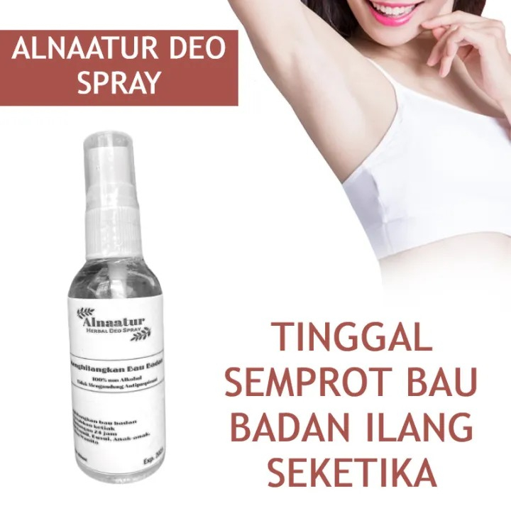 Alnaatur - Deodorant Spray Tawas Cair Natural Herbal 100ml Penghilang Bau Badan Ketiak Kaki 60ml