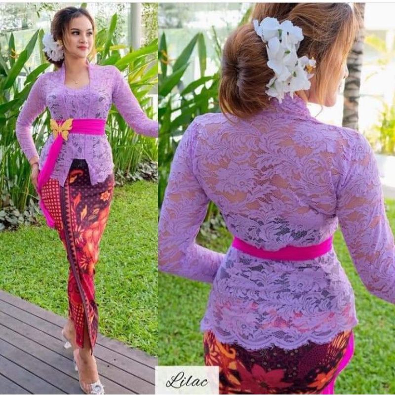 Setelan Kebaya Brokat Kutubaru Rok Plisket Batik OneSet Kebaya Murah