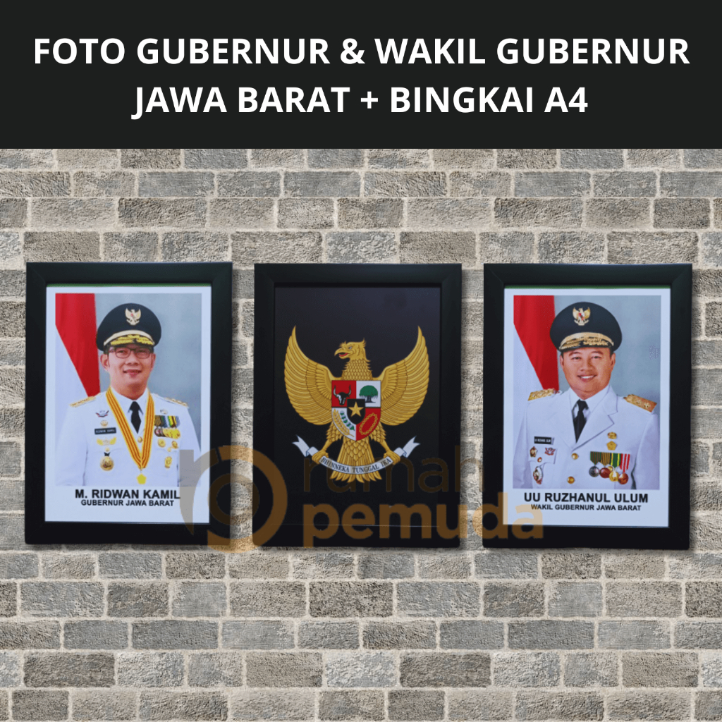 Foto Gubernur, Wakil Gubernur dan Garuda Pancasila + Bingkai A4 / 21x30 cm (Gubernur Provinsi Jawa B