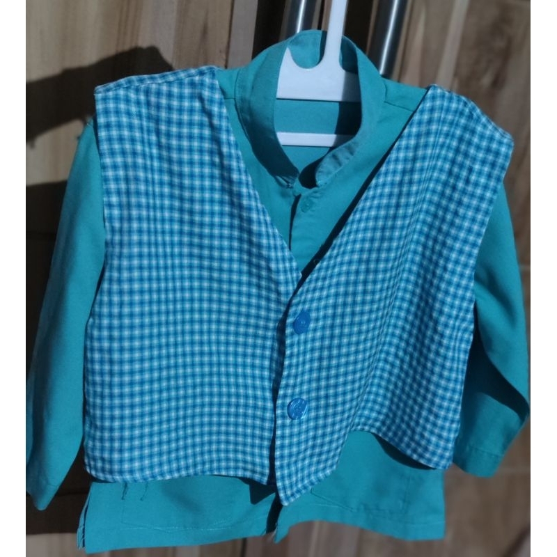 SERAGAM PAUD 1SET KOTAK KOTAK HIJAU