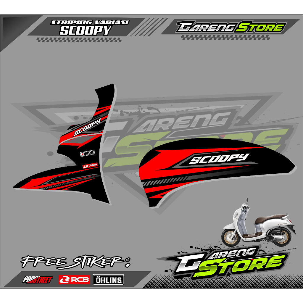STRIPING VARIASI LIST MOTOR SCOOPY STYLISH / STICKER VARIASI HONDA SCOOPY  STYLISH