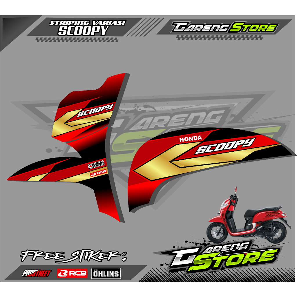STRIPING VARIASI LIST MOTOR SCOOPY STYLISH / STICKER VARIASI HONDA SCOOPY  STYLISH