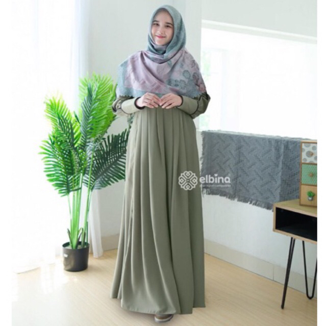 preloved gamis elbina olive size S
