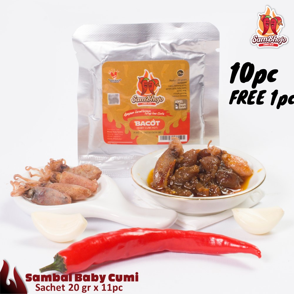 

SamBhojo - Sambal Baby Cumi Nagih (Bojo Byucin) paket 10 Sachet, Gratis 1