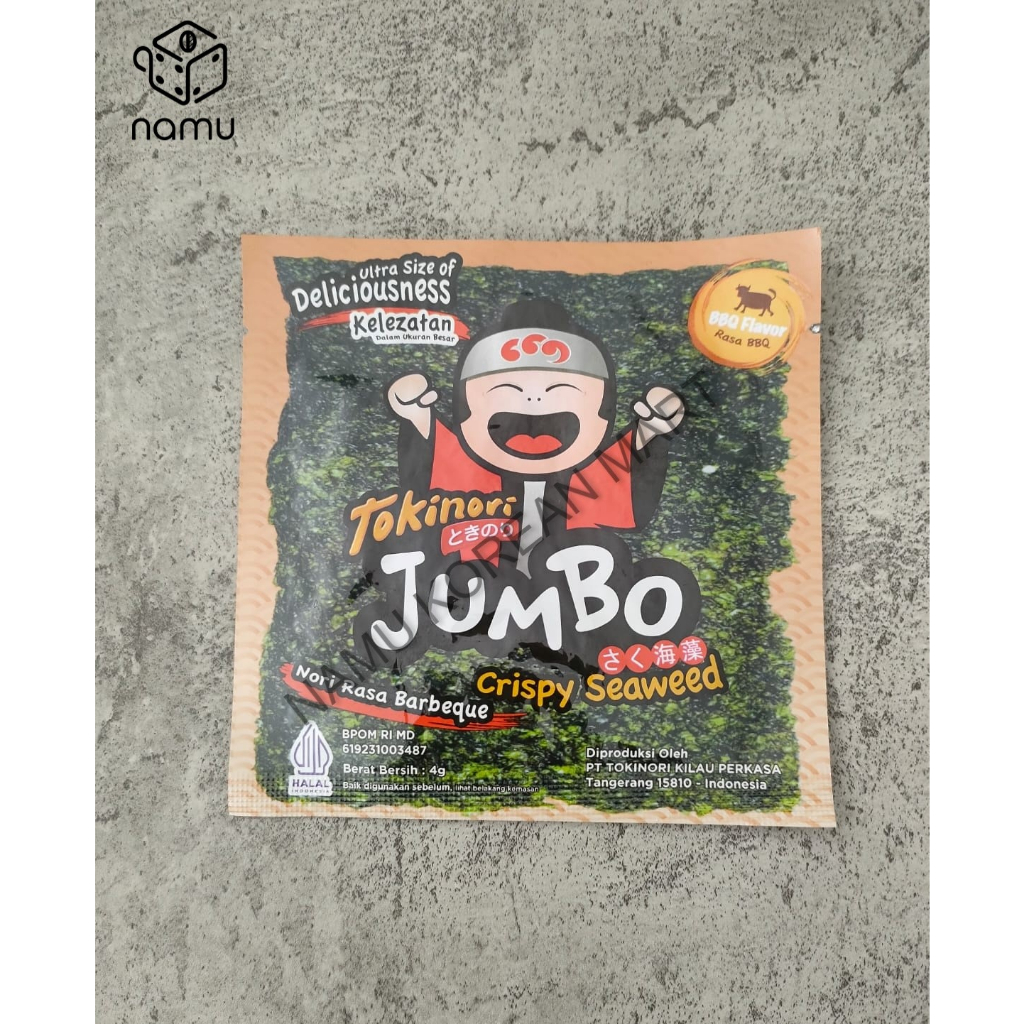 Tokinori Jumbo Snack 4gr Original PCS / Tokinori Snack BBQ / Cryspy Seaweed / Cemilan Rumput Laut