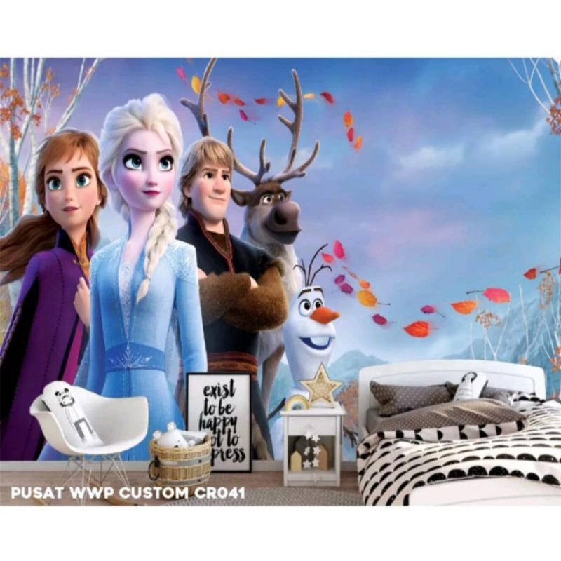 Stiker Dinding Tembok Dekorasi Ruang Kamar Anak Cewek Motif Kartun Frozen Termurah Ready Stok