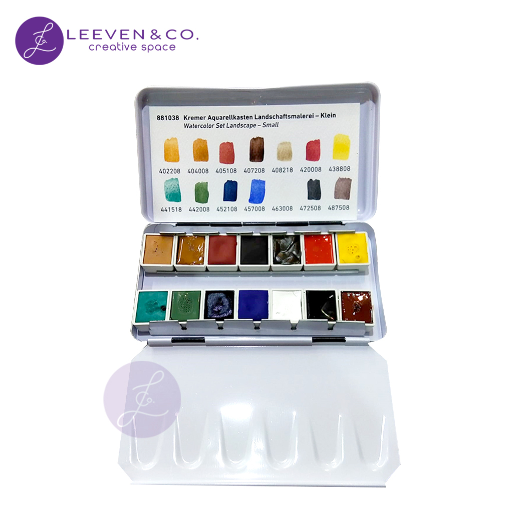 

KREMER WATERCOLOR SET LANDSCAPE PAINTING SMALL 14 HALF PANS 881038