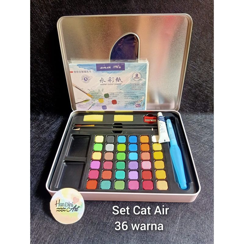 

Cat 36 Warna Lengkap Dengan Kuas dan Kertas Cat Air Mewah Produk Impor China Peralatan Melukis Peralatan Menggambar Handini Art