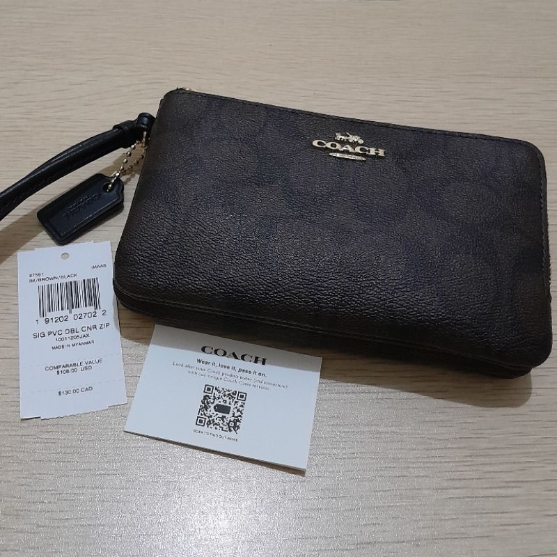COACH DOUBLE ZIP SMALL WRISTLET