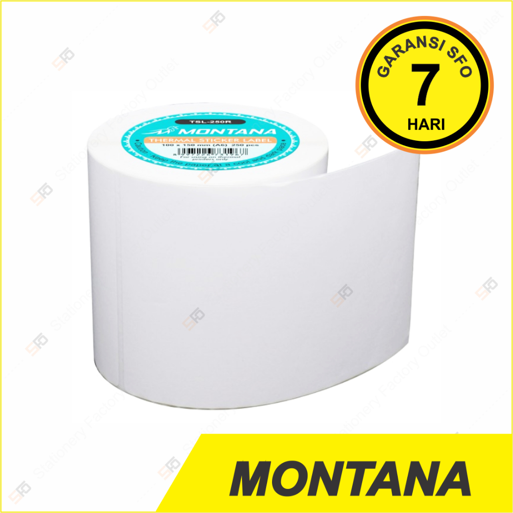 

Kertas Thermal Montana 100 x 150mm - 250 Pcs Stiker Label Barcode A6 - TSL-250R