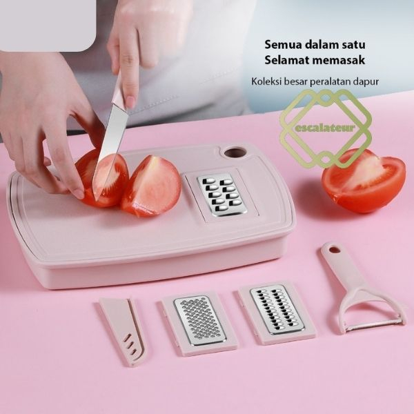 PROMO SUPER 7.7 (escalateur) lat Pengiris Pengupas Pisau Buah / SHOP Talenan Lipat Multifungsi Denga