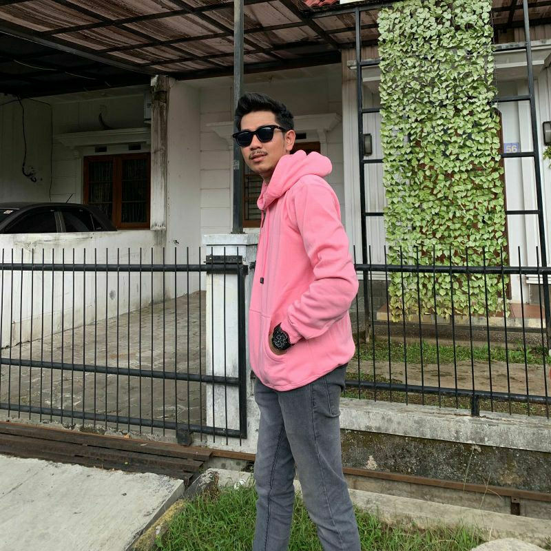 SWEATER HOODIE POLOS TEBAL TERLARIS WARNA PINK BABY