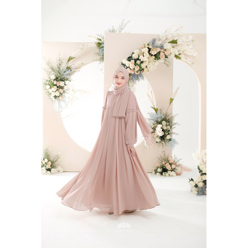 Syanum dress warna rust | L set pashmina payet | Kazami store