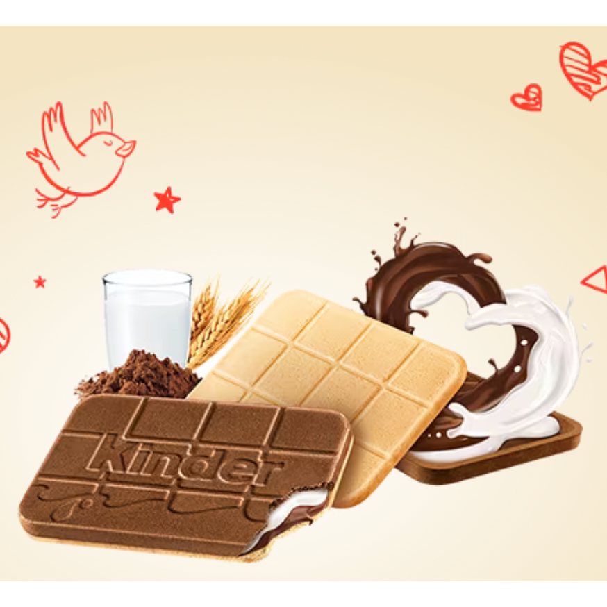 

RB KINDER CARDS CHOCOLATE 76,8 GR CRISPY WAFER WITH MILKY & COCOA FILLING