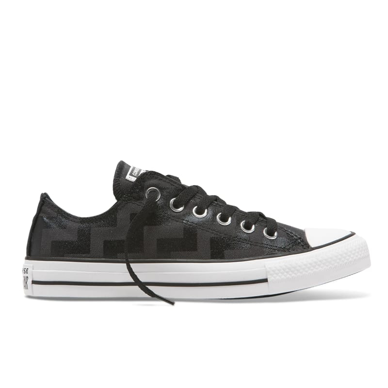 Sepatu Sneakers Wanita CONVERSE CT AS Ox Glam Black White Black Original 565437C