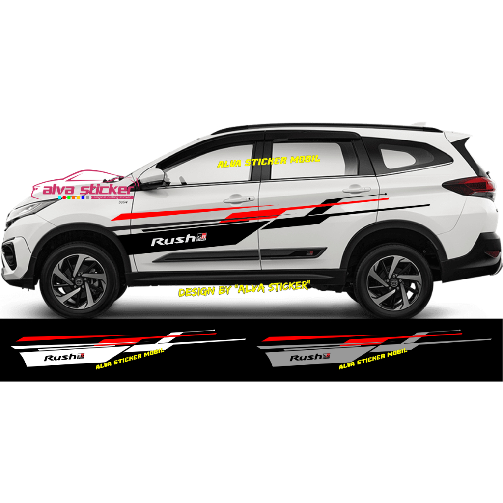 new design sticker stiker body rush GR sport list stripe mobil toyota rush GR sport old/new keren