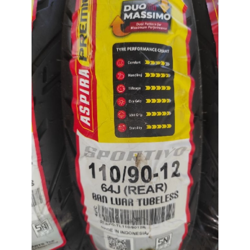 ban aspira premio 110/90-12 tubeless ring 12 sportivo